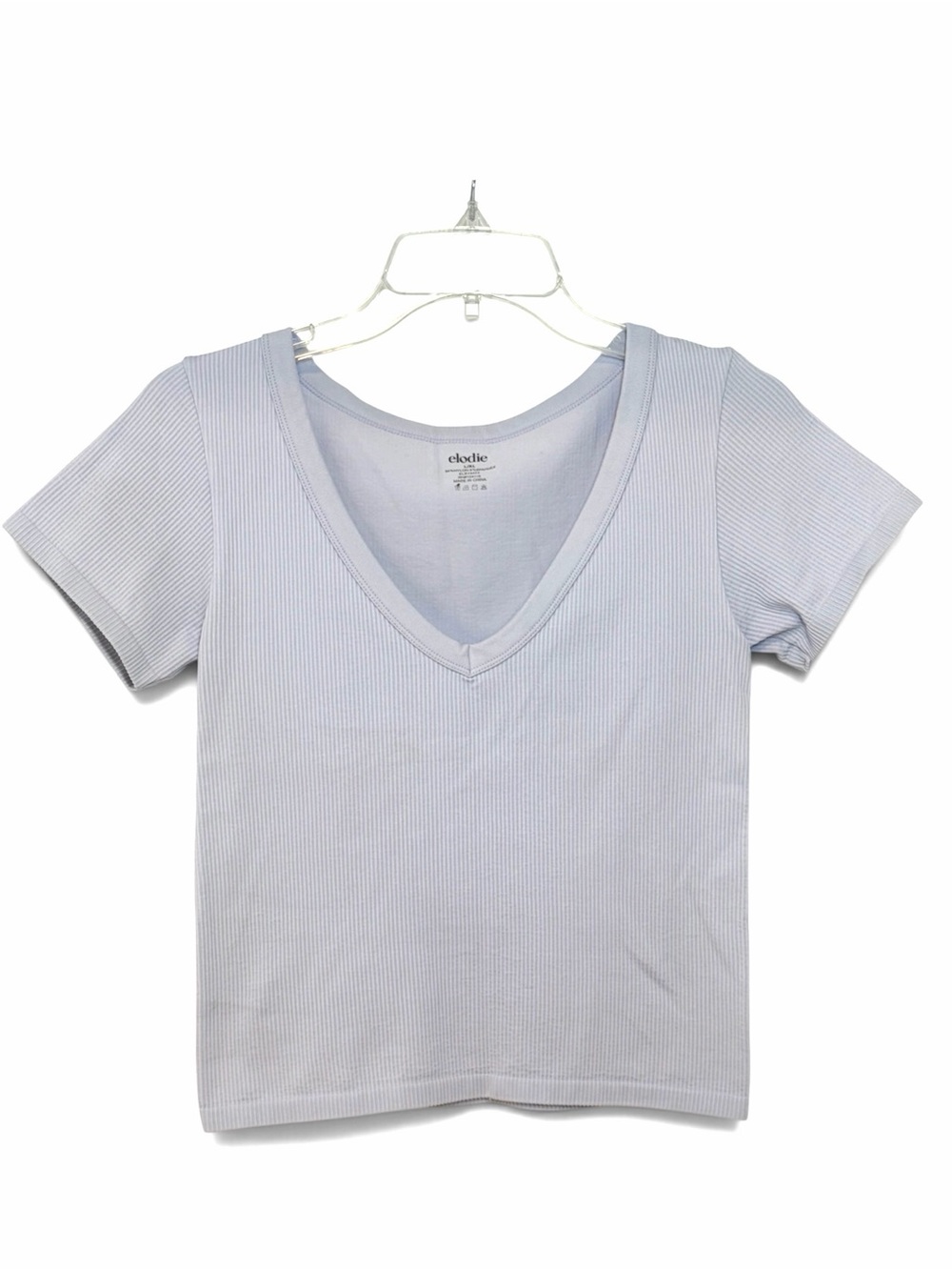Elodie V-Neck Tight Fit Stretch Top Light Purple Women’s Size L/XL